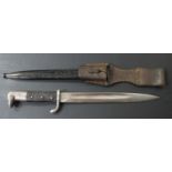 German KS98 pattern bayonet with W C & K maker's mark to ricasso, 25cm fullered blade, scabbard