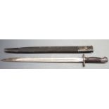 British 1907 pattern sword bayonet, with some clear stamps to ricasso, 43cm fullered blade and