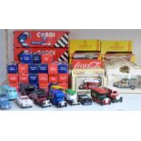 Fifty Corgi, Lledo, Maisto and similar diecast model vehicles including Volkswagen Chocolate