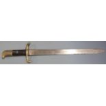 British 1858 Lancaster pattern shortened bayonet with brass pommel and crosspiece and 40cm blade