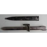 British trials pattern X2E1 bayonet with 18cm double edged blade and scabbard