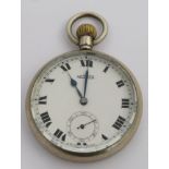 Southern Railway Roamer keyless winding open faced pocket watch with subsidiary seconds dial,