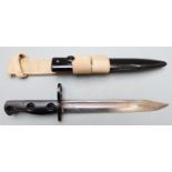British No5 Mk1 bayonet with 20cm fullered bowie style blade, scabbard and frog