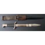 German Fireman's long pattern dress bayonet with blank pommel, S shaped quillon, 24.5cm fullered