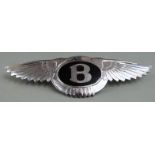 Bentley winged badge with black background, width 16cm