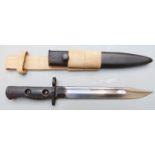 British L1A4 bayonet with 20cm fullered bowie blade, scabbard and frog