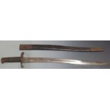 British 1856/58 pattern sword bayonet, 58cm fullered yataghan blade, with scabbard