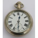 London Midland and Scottish railway keyless winding open faced pocket watch with inset subsidiary