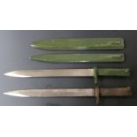 Two German 88/98 pattern Ersatz all steel bayonets, both with 31cm unfullered blades and