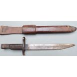 Canadian M1910 pattern knife bayonet with clear stamps to pommel, 25cm unfullered sharpened blade,