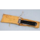 Air Crew dinghy survival knife made by George Ibberson & Co, Sheffield with metal sheaf and canvas