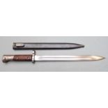 Czechoslovakia 1924 pattern bayonet stamped tgf tp pommel, 30cm fullered blade, with scabbard also