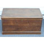 19thC pine trunk with candle box, W80 D45 H39