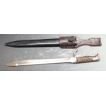 German 1898/05 pattern later type bayonet with trimmed muzzle ring and flashguard, some stamps,