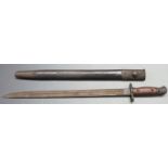 British 1907 pattern sword bayonet with cleaning hole to pommel, some clear stamps to ricasso and