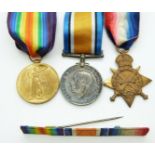 British Army WWI medals comprising 1914/1915 Star, War Medal and Victory Medal named to 840 Pte A