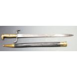 German 1871 pattern bayonet with brass grips, clear stamps for Alex Coppel Solingen, regimental