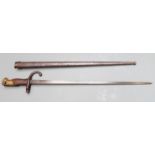 French 1874 pattern Gras bayonet with down swept quillon and 52cm T backed blade