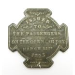 Clifton Rocks Railway commemorative opening day commemorative medallion, 11th March 1893, width