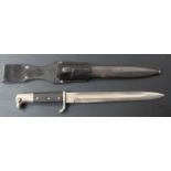 German KS98 pattern bayonet with Carl Eickhorn symbol to ricasso, 25.5cm fullered blade, scabbard