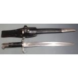 British 1860 pattern bayonet, with some clear marks to ricasso, shortened 33cm blade, with