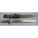 German 88/98 pattern Ersatz all steel version of the 98/05 'butcher' bayonet, with grooved hilt,