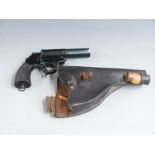 Erma-Erfurt flare pistol with chequered grip, belt loop and 6 inch part octagonal barrel, overall