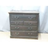 19thC oak secretaire with leather inset fitted interior and three graduated drawers, W108 D50