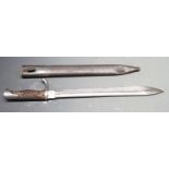 German 1898/05 pattern later type bayonet with trimmed muzzle ring and flashguard, some stamps,