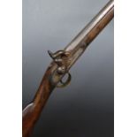 Barnett of London 16 bore percussion hammer action carbine gun with named lock, brass trigger guard,