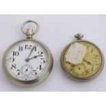 Two London Midland and Scottish railway keyless winding open faced pocket watches each with