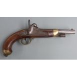French percussion hammer action Dragoon type pistol with 'Mre Imp de Chatellerault' stamped to the