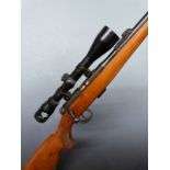 BRNO Model 2 .22LR bolt-action rifle with chequered semi-pistol grip, leather, sling, magazine,