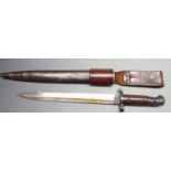 British 1903 pattern sword bayonet marked Sanderson Sheffield to ricasso, 30cm blade, with
