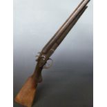 Hill & Son of Windsor 12 bore side by side hammer action shotgun with engraved lock, trigger