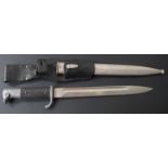 German KS98 pattern bayonet with FW Holler maker's mark to ricasso, 25cm fullered blade, scabbard