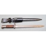 Czechoslovakia 1924 pattern bayonet stamped tgf to pommel, 30cm fullered blade, with scabbard and