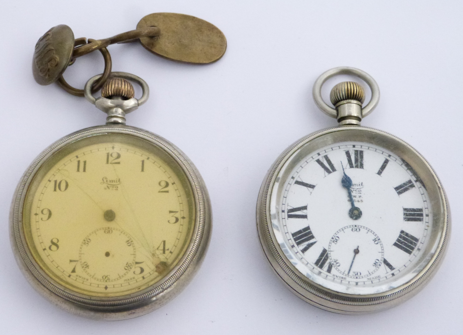 Two Great Western Railway Limit keyless winding open faced pocket watches, both with inset