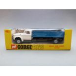 Corgi Toys diecast model Dodge 'Kew Fargo' Tipper with white cab, black chassis and blue bed, 483,