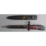 British No7 pattern knife bayonet with swivel pommel, 20cm 'bowie' style blade and scabbard