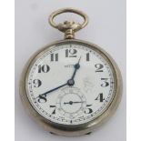 London Midland and Scottish railway Recta keyless winding open faced pocket watch with inset