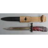 British No7 pattern bayonet, some clear stamps to ricasso with 20cm fullered bowie blade, scabbard
