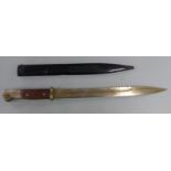 German S 1914 pattern sawback bayonet marked BK within oval to ricasso, with shaped wooden grips,