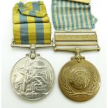British Army Korea Medal named to 22367247 Gunner H.L. Clarke Royal Artillery 1951, together with