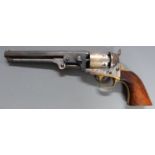 Italian Navy Arms Co six-shot single action .36 revolver with cylinder engraved with scenes of