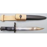 British No5 Mk1 bayonet with 20cm fullered bowie blade, scabbard and frog