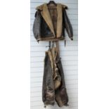 WWII US Air Force B3 leather and sheepskin flying jacket, named to front J.W.Robinson, together with