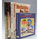 Five toy related books comprising The Hornby Companion Series Hornby Dublo Trains Michael Foster,