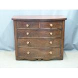 19thC mahogany bow fronted chest of two over three graduated drawers, W122 D53 H102cm