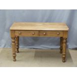 An ash two drawer hall table, W122 D60 H76cm